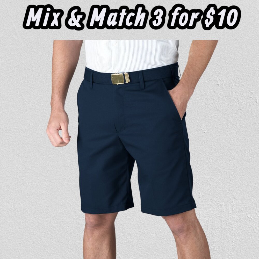 UniFirst Soft Twill Professional Workers Durable Flat-Front Uniform Long Shorts